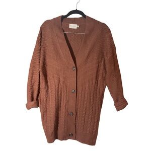 Dreamers Rust Cable Knit Cardigan
